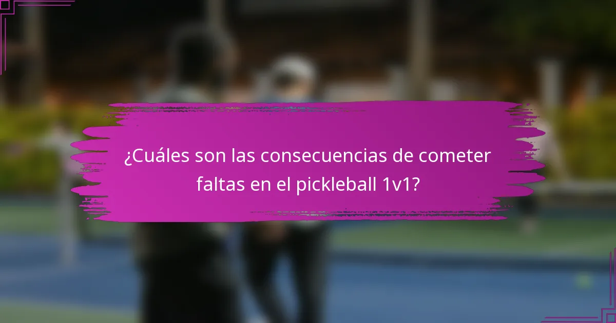 ¿Cuáles son las consecuencias de cometer faltas en el pickleball 1v1?